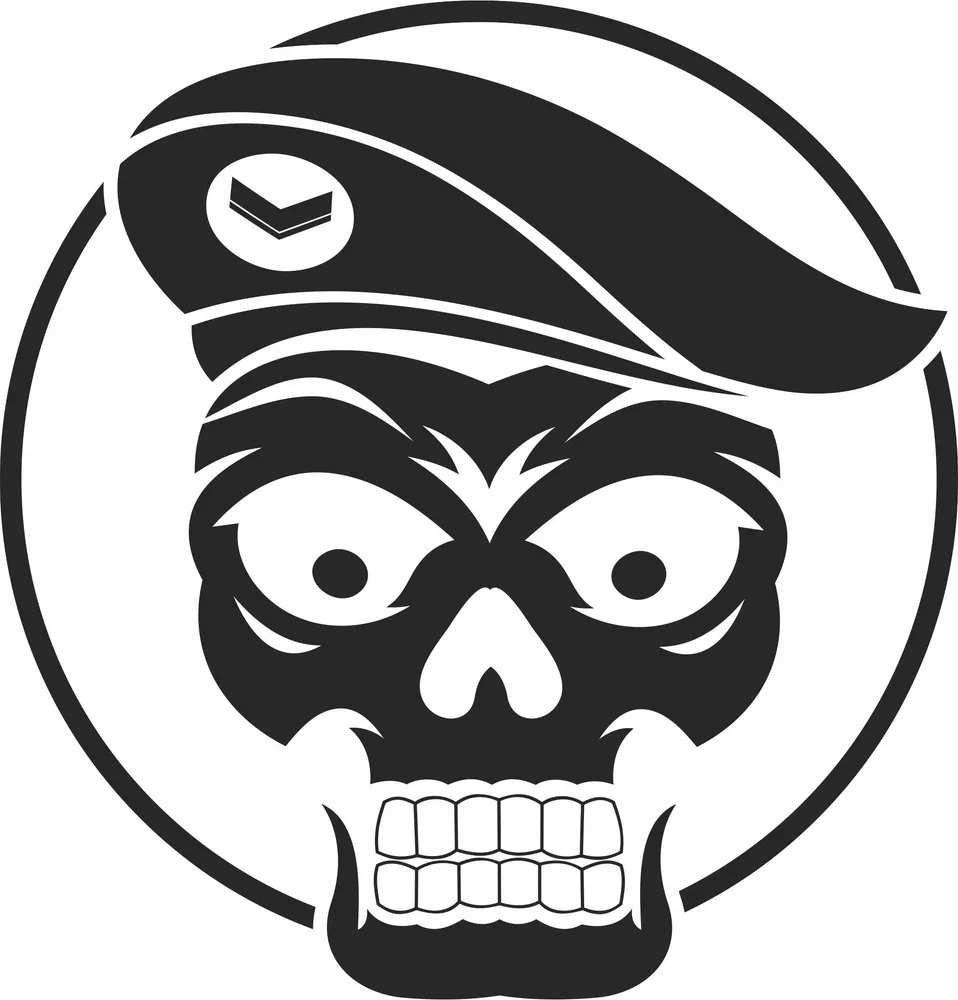 Skull Soldier Wall Art — full DXF linework preview