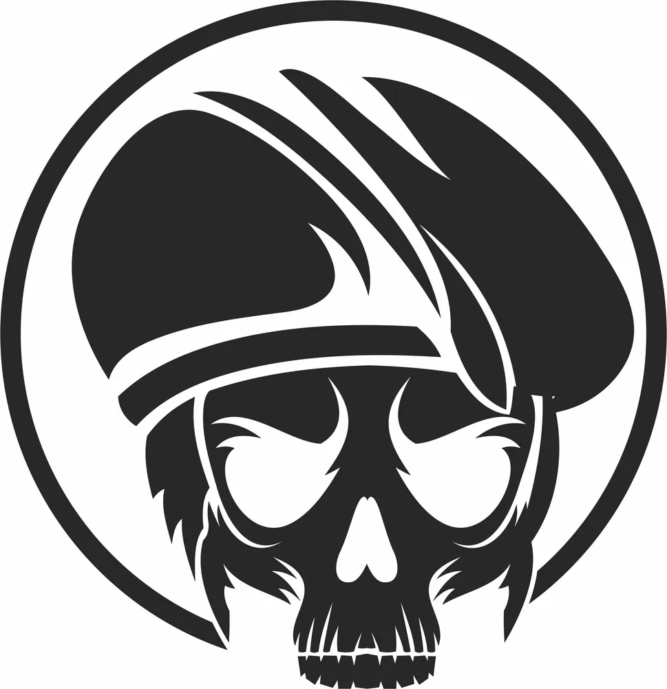 Skull Soldier Wall Art — full DXF linework preview