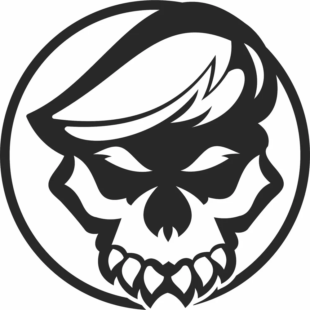 Skull Wall Art — full DXF linework preview