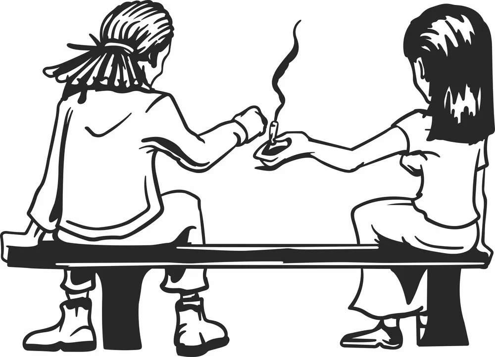 Smoking Friends Silhouette — full DXF linework preview