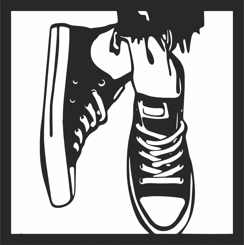 Sneaker Wall Decor Clipart — full DXF linework preview