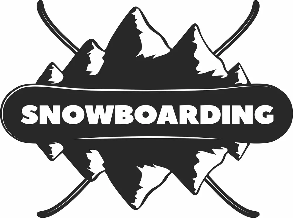 Snowboarding Mountain Clipart — full DXF linework preview