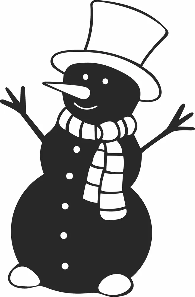 Snowman Christmas Wall Art — full DXF linework preview