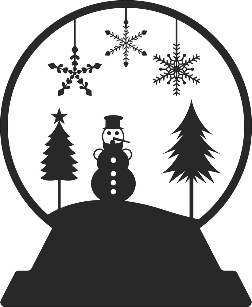Snowman Globe Christmas Clipart — full DXF linework preview