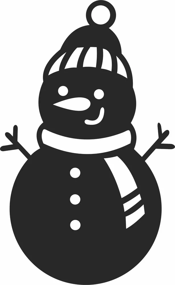 Snowman Ornament — full DXF linework preview