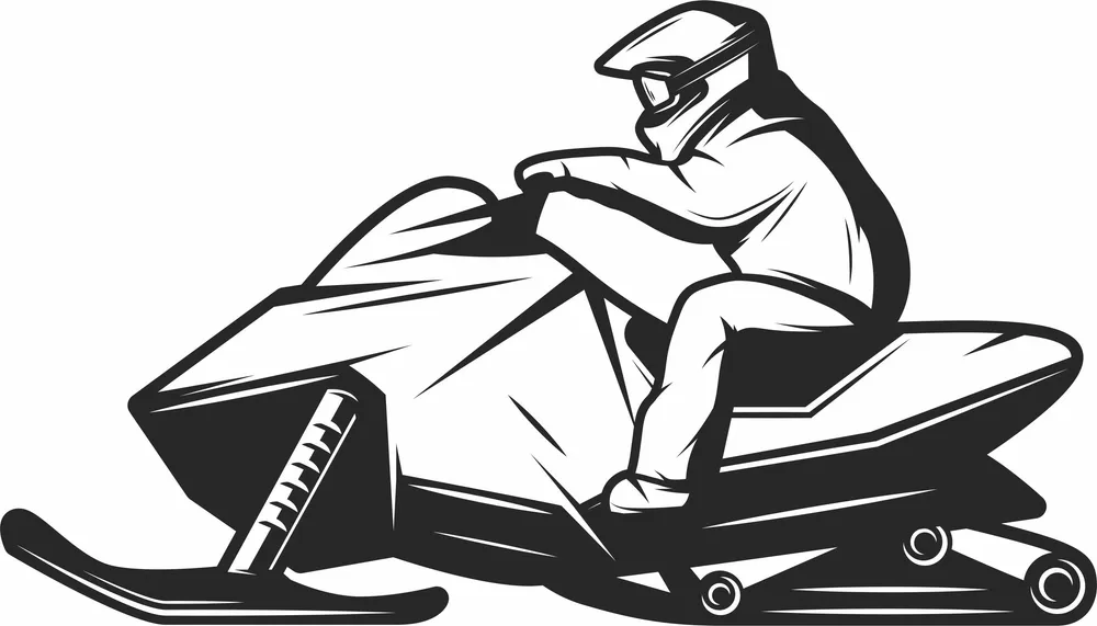 Snowmobile Rider Extreme Winter Motorsport Action Graphic — DXF linework preview