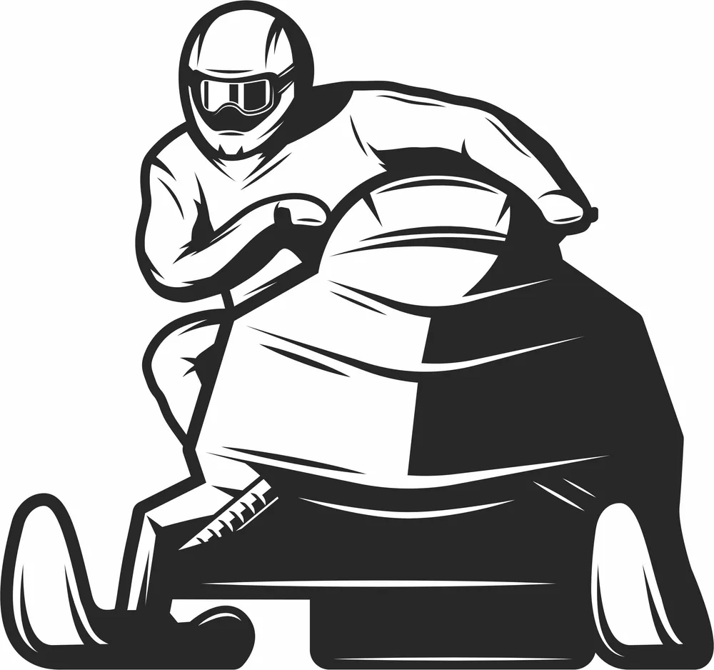 Snowmobile Rider Front View Winter Motorsport Silhouette — DXF linework preview