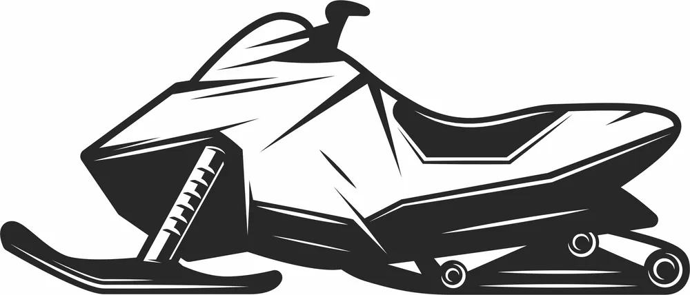 Snowmobile Side View Winter Transport Graphic — DXF linework preview