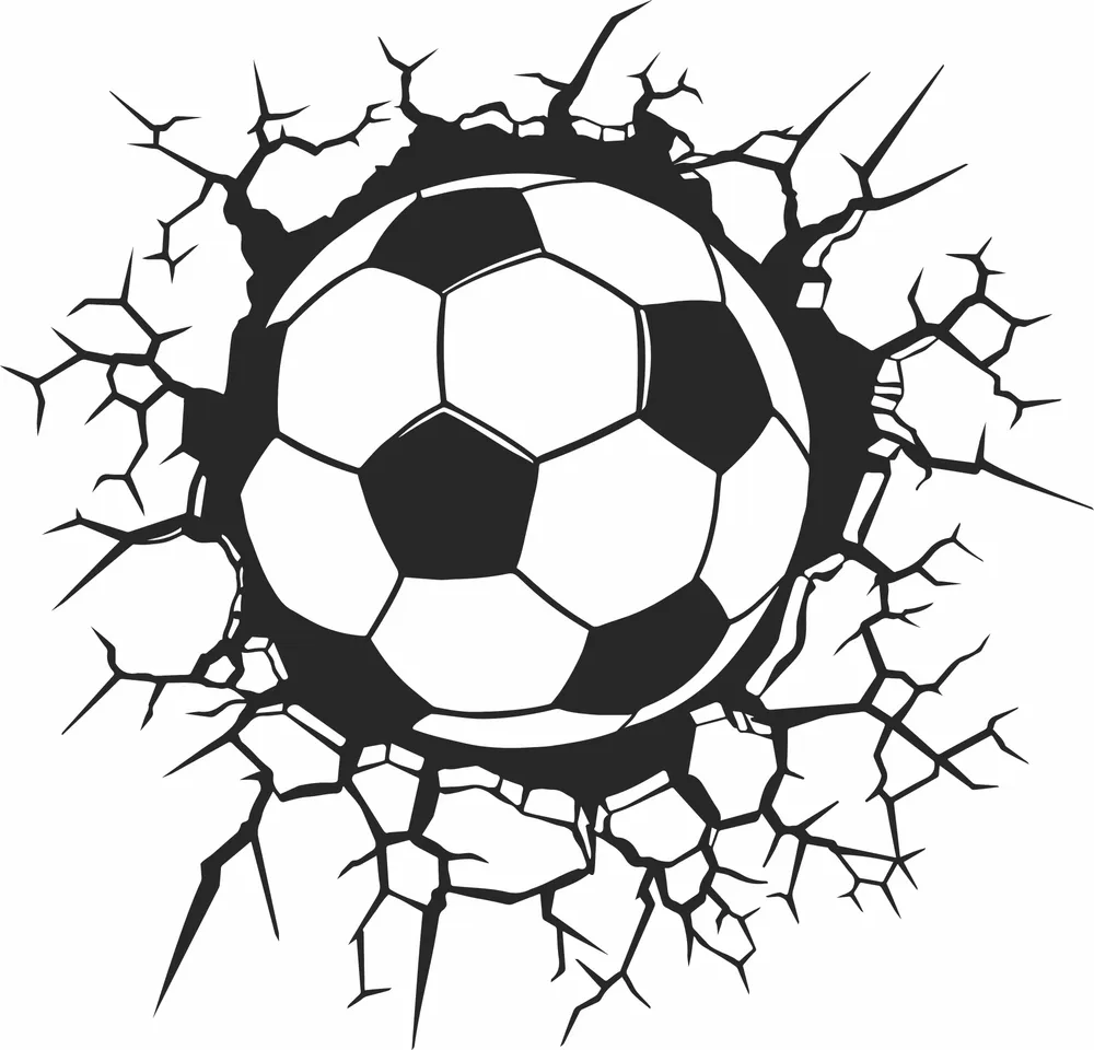 Soccer Ball Smash Wall Art — full DXF linework preview