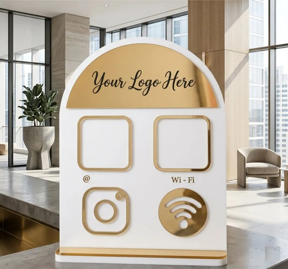 Social Media Countertop Sign — DXF linework preview