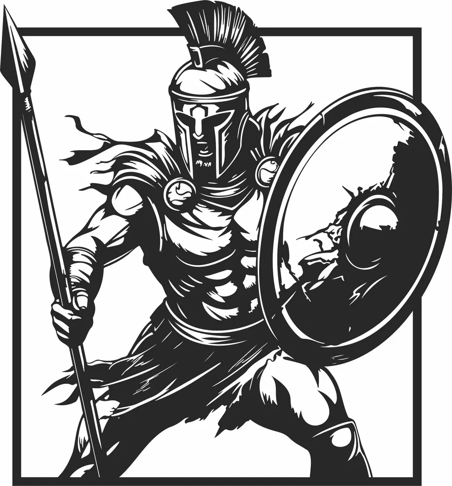 Spartan Wall Art — full DXF linework preview