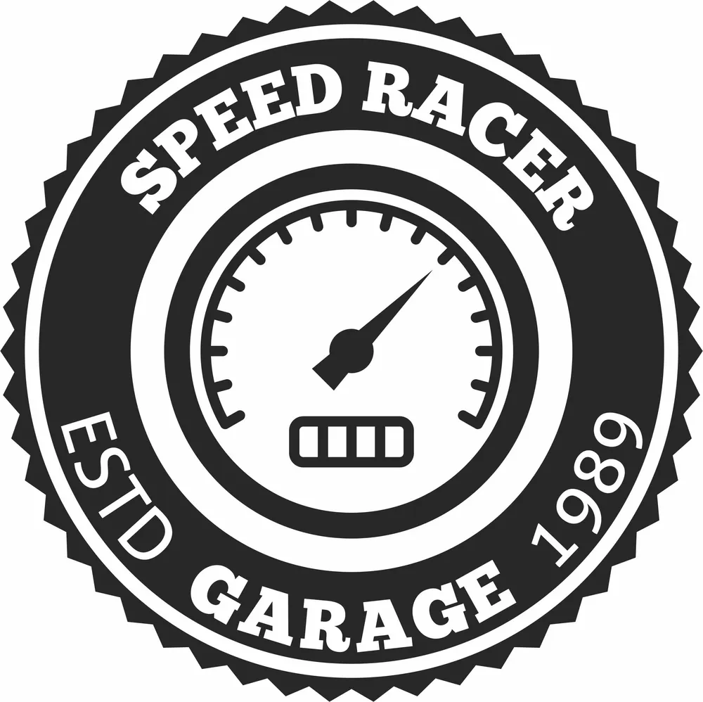Speed Racer Garage Speedometer Round Retro Jagged Badge — DXF linework preview