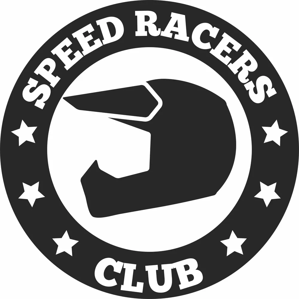 Speed Racers Club Motocross Helmet Circular Star Emblem — DXF linework preview