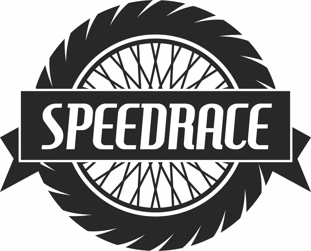 Speedrace Motorcycle Tire Sign Design — DXF linework preview