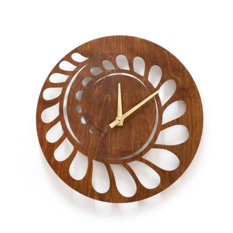 Spiral Cutout Wooden Wall Clock — full DXF linework preview