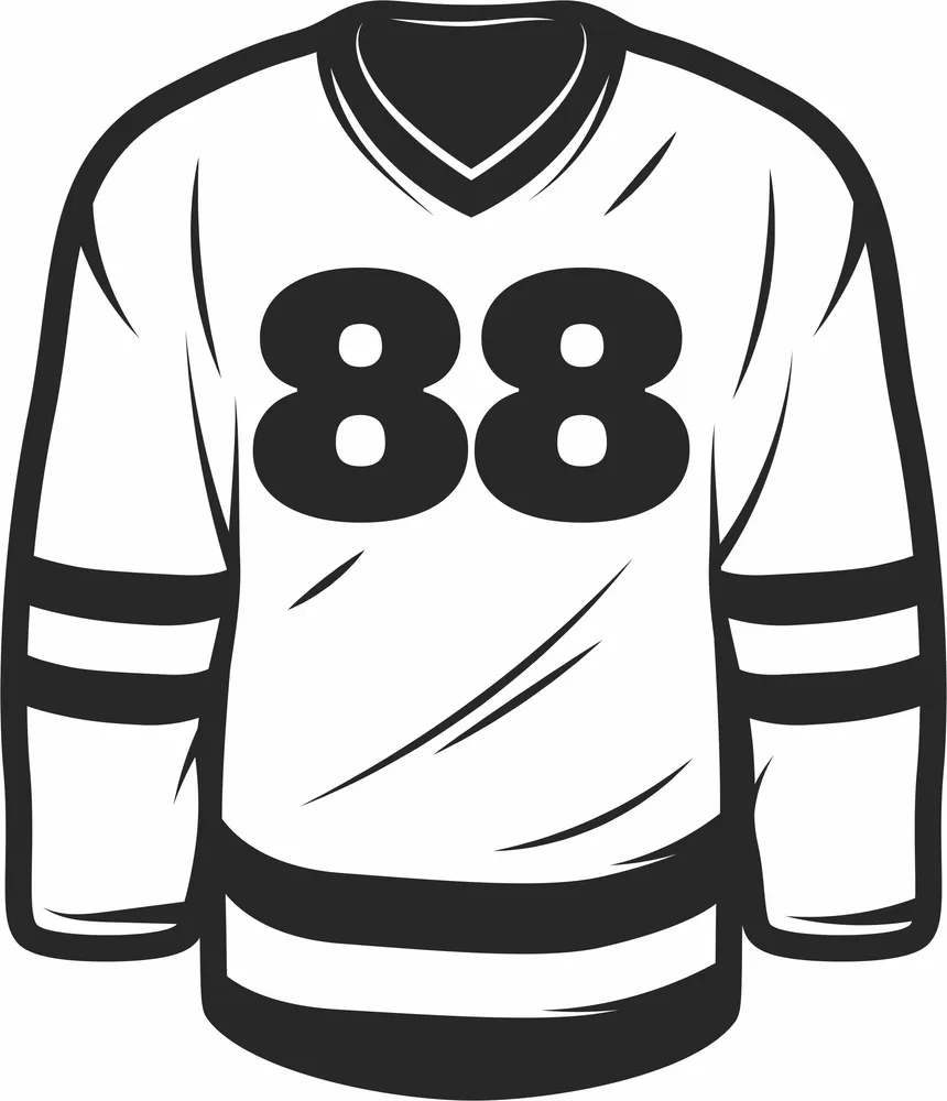 Sports Hockey Jersey Number 88 Uniform Silhouette — DXF linework preview