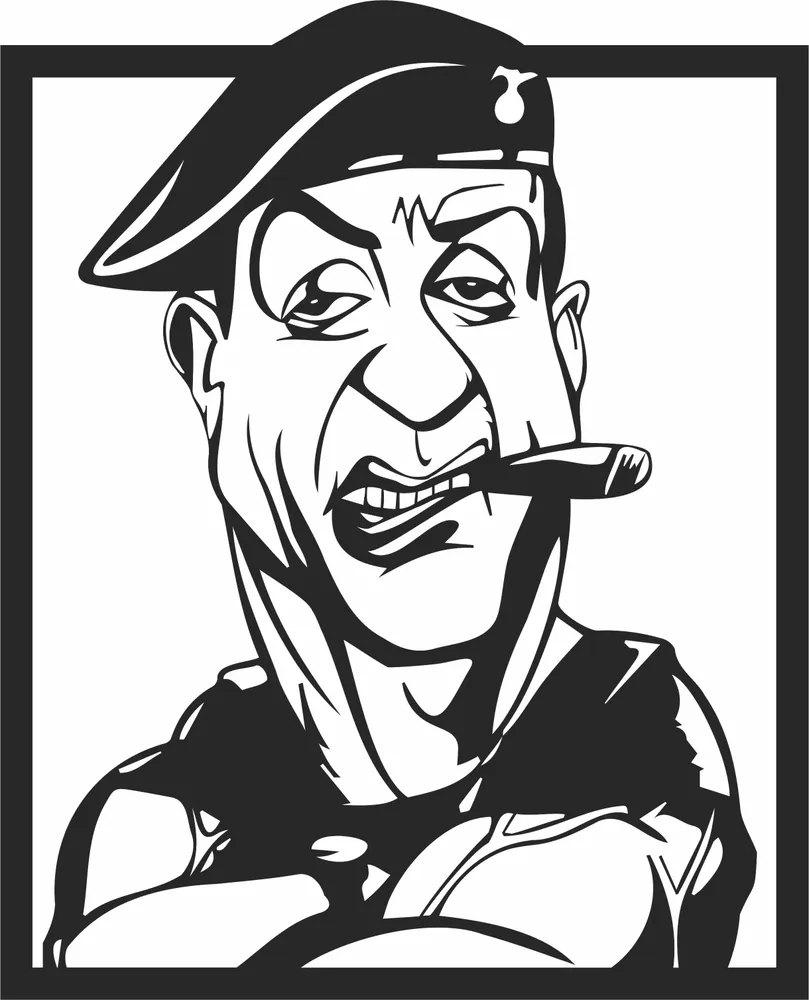 Stallone Caricature Design — full DXF linework preview