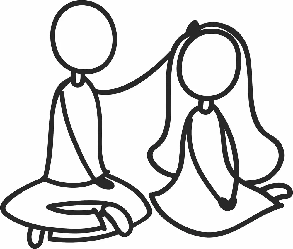 Stick Figure Couple Clipart — full DXF linework preview