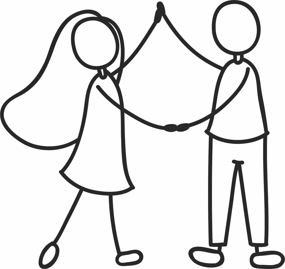 Stick Figure Couple Clipart — full DXF linework preview