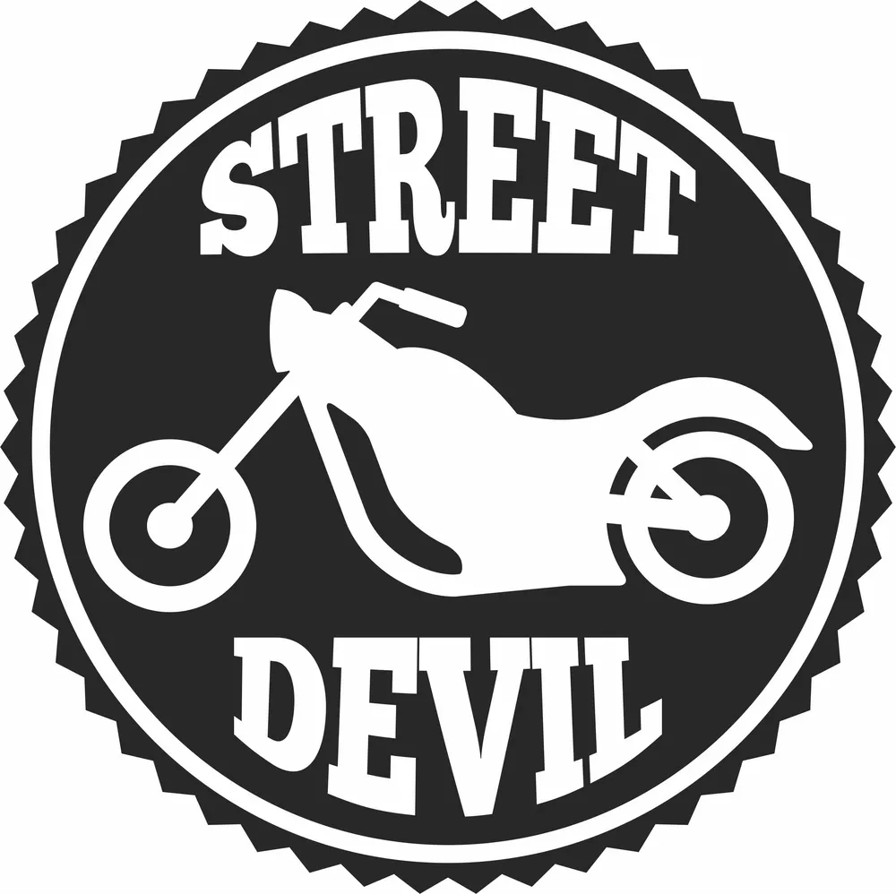 Street Devil Motorcycle Logo Sign — full DXF linework preview
