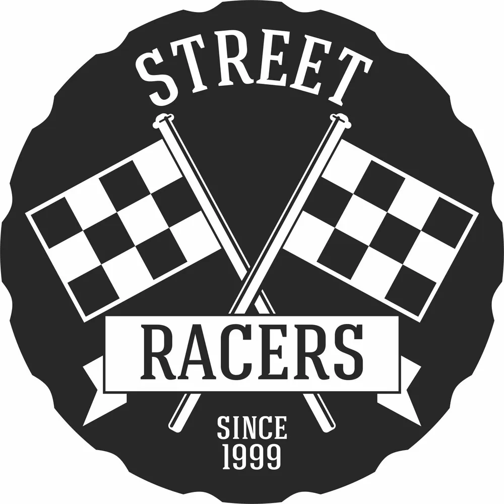 Street Racers Checkered Flags Sign Design — DXF linework preview