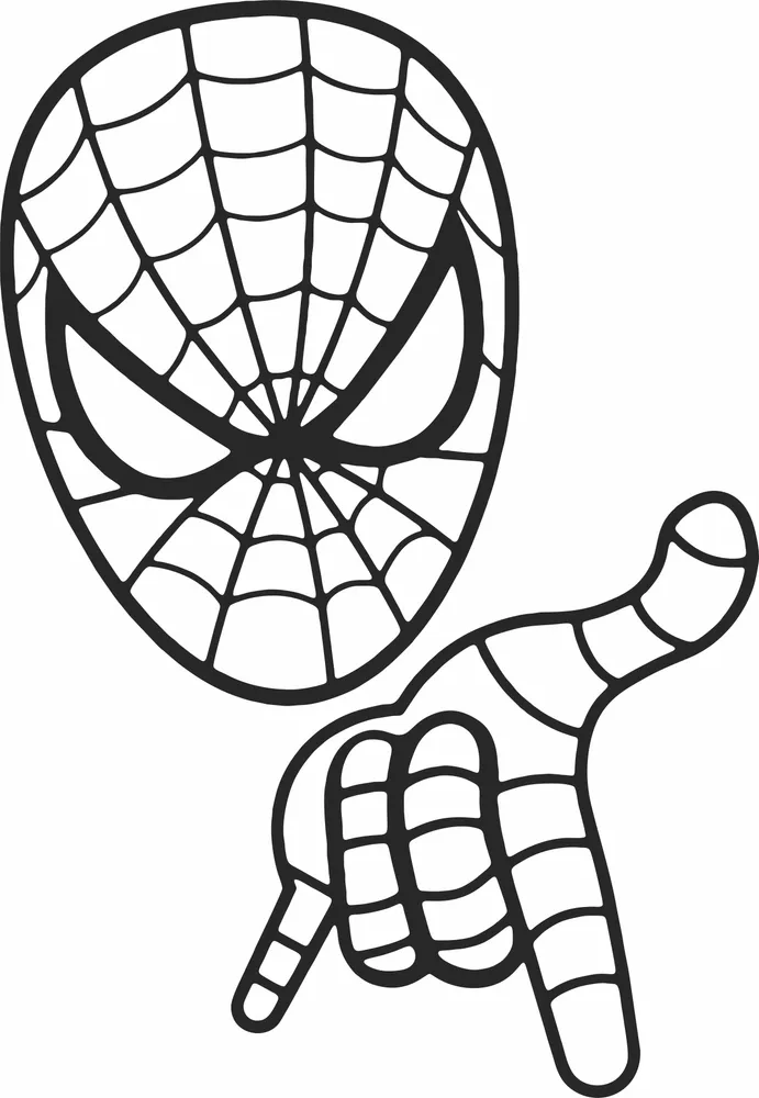 Superhero Web Shooter Mask Hand Silhouette Art — DXF linework preview