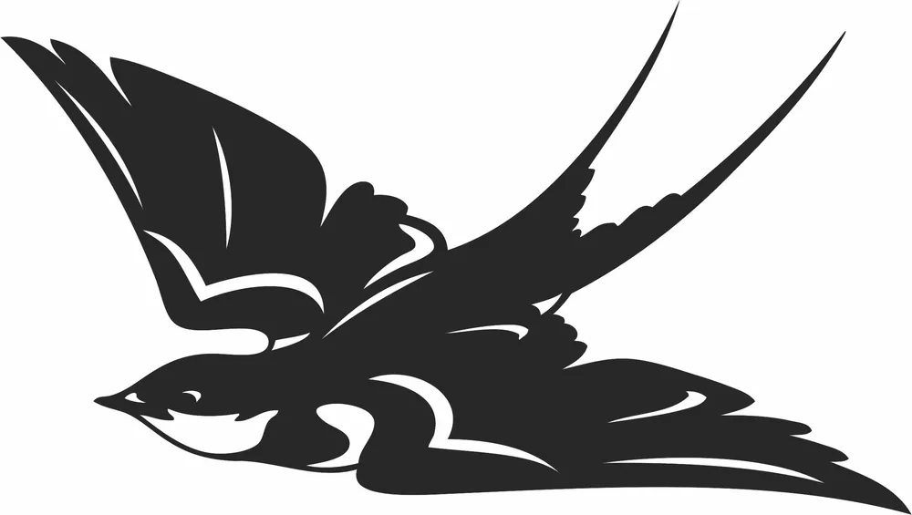 Swallow Birds Clipart — full DXF linework preview