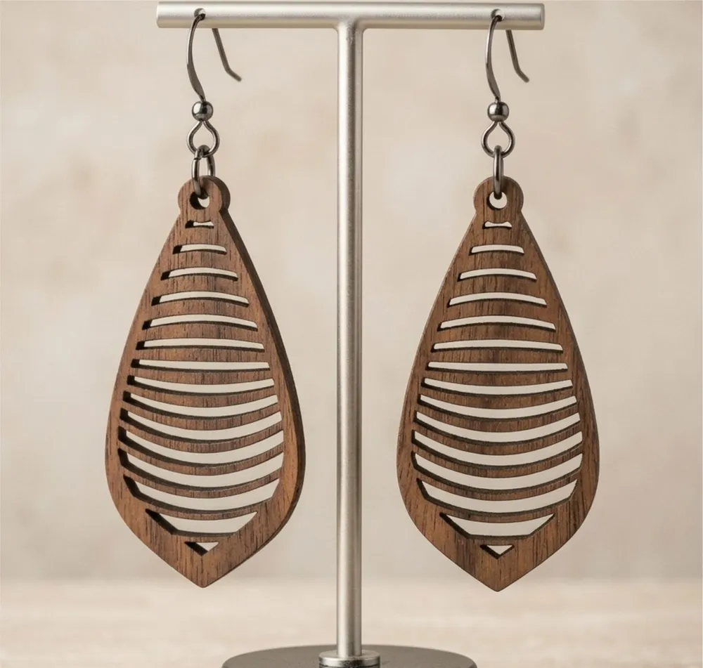 Teardrop Cutout Dangle Earrings — full DXF linework preview