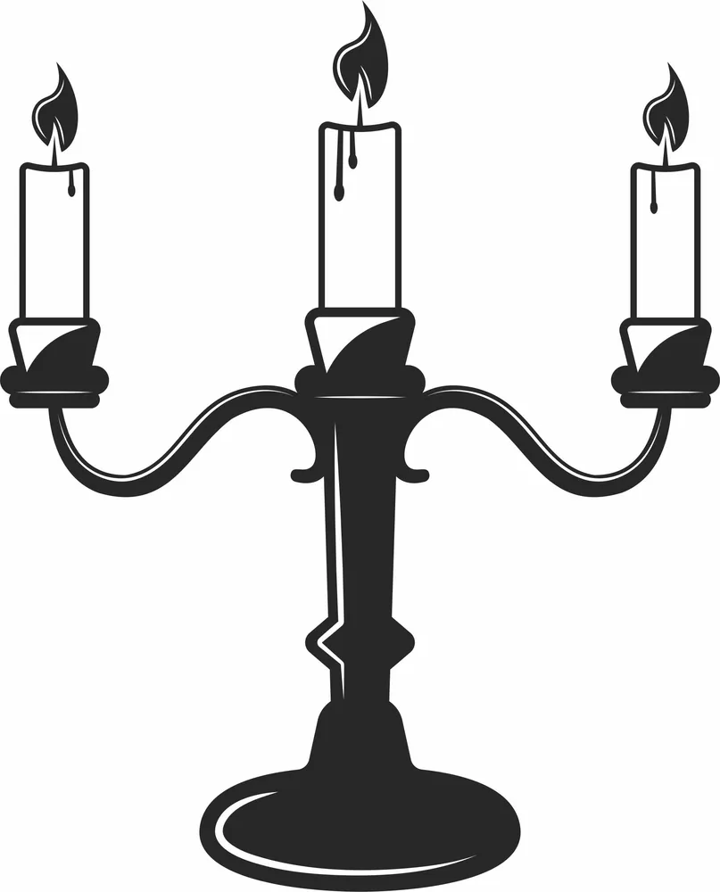 Three Candle Halloween Clipart — full DXF linework preview