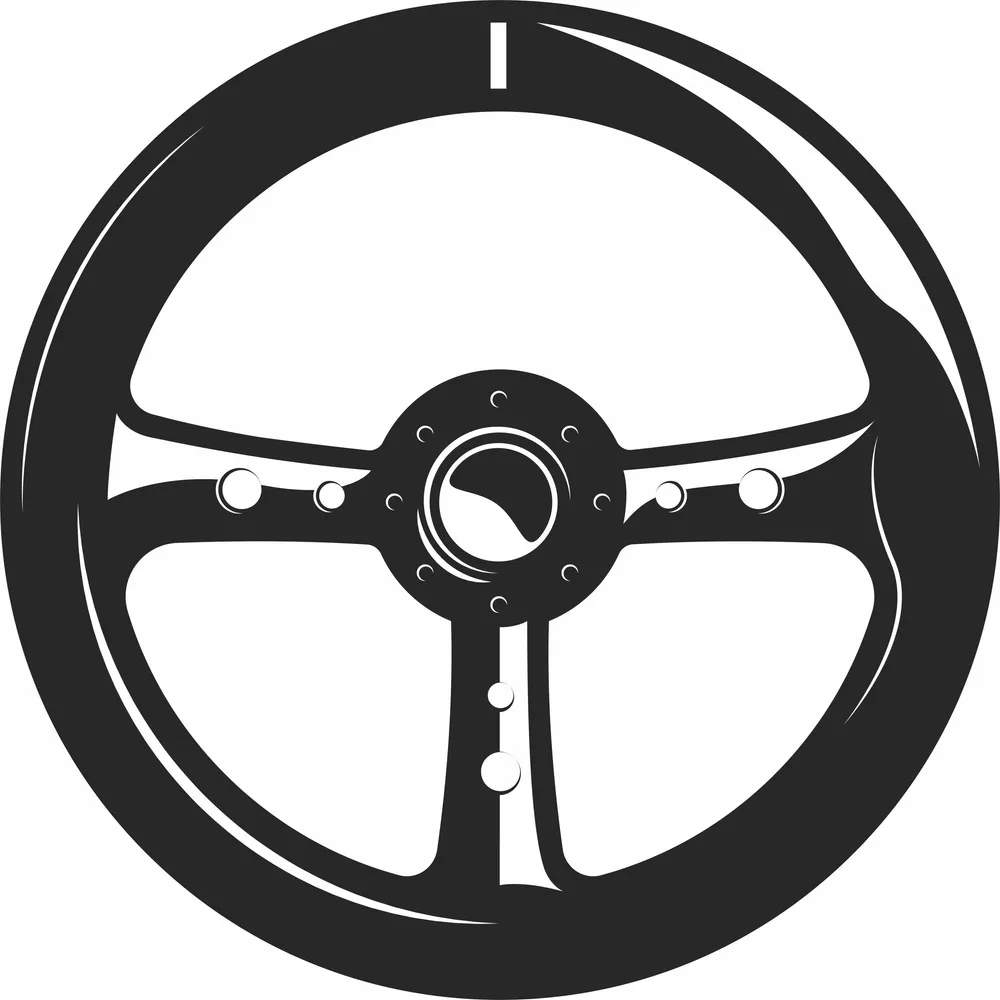 Three Spoke Racing Steering Wheel Center Stripe Vector — DXF linework preview