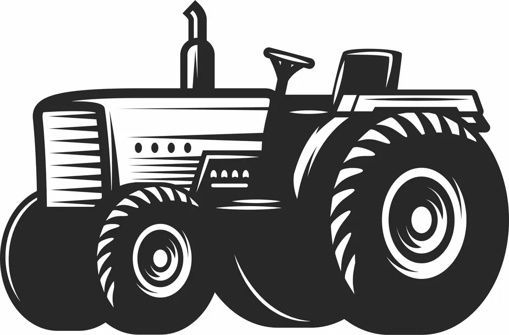 Tractor Wall Art — full DXF linework preview
