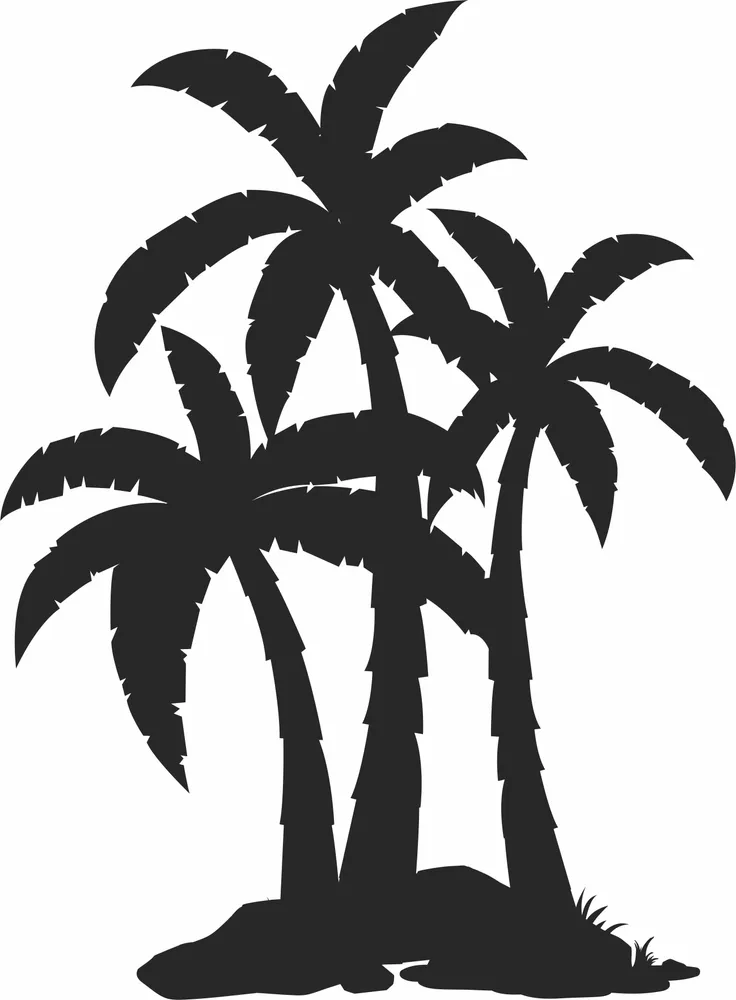 Tree Palm Silhouette — DXF linework preview