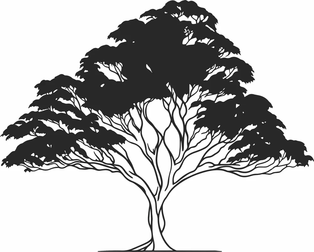 Tree Silhouette — DXF linework preview