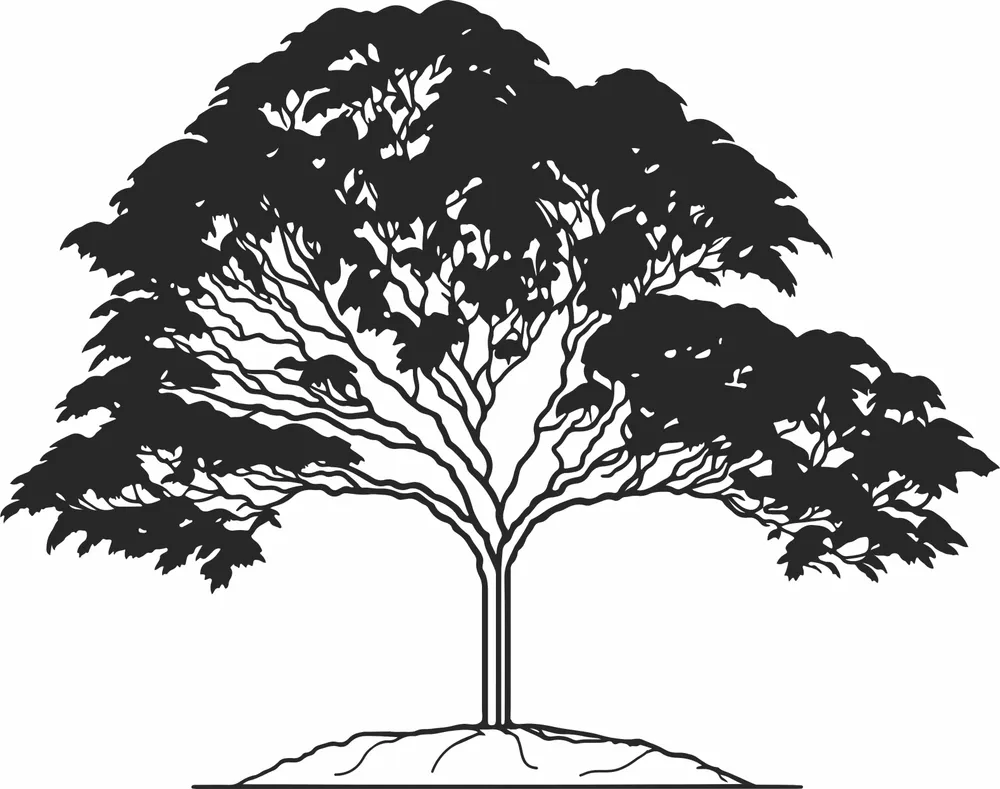 Tree Silhouette — DXF linework preview