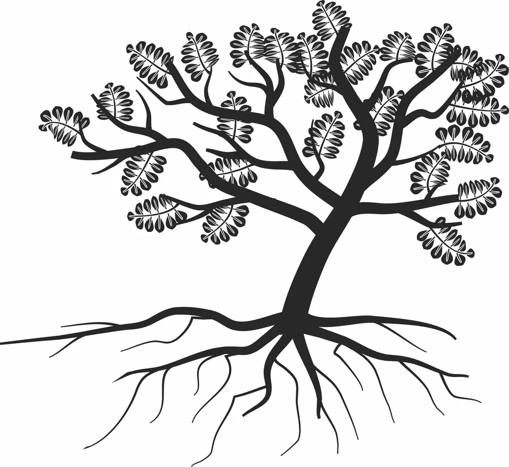 Tree Silhouette — full DXF linework preview