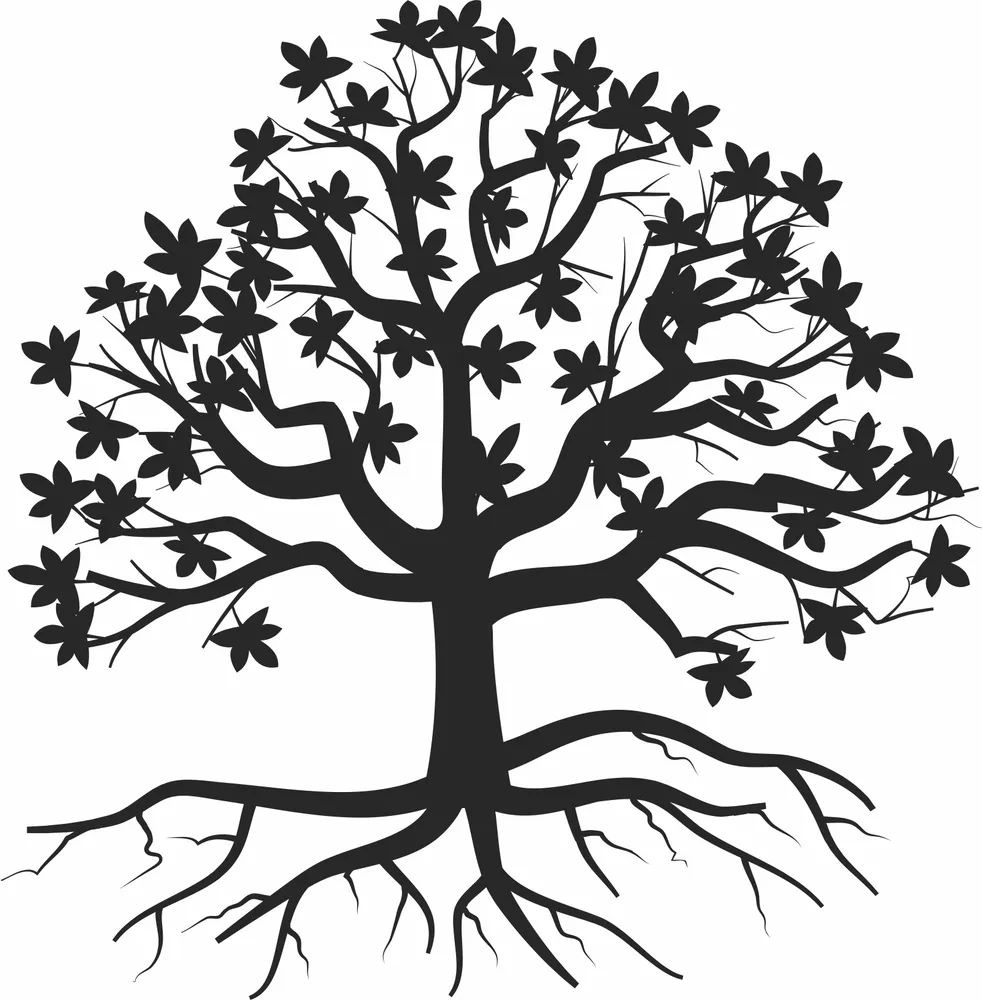 Tree Silhouette — full DXF linework preview