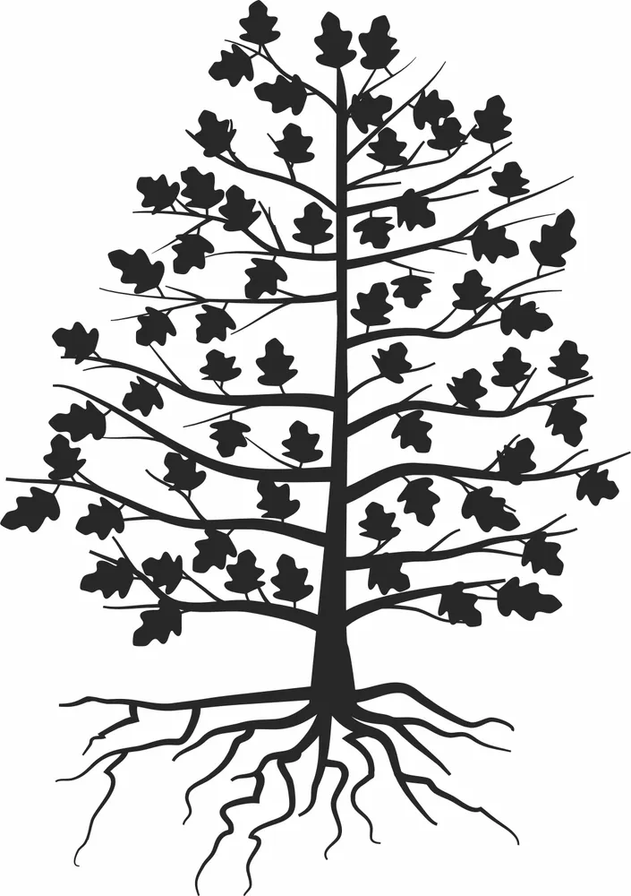 Tree Silhouette — full DXF linework preview