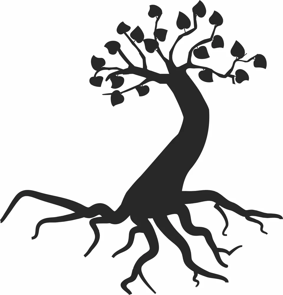 Tree Silhouette — full DXF linework preview