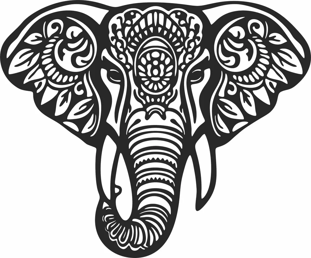 Tribal Elephant Pattern — DXF linework preview