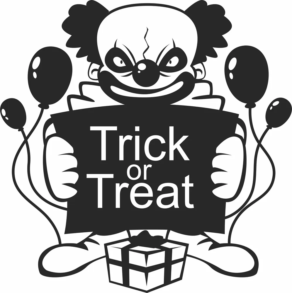 Trick Or Treat Halloween Clown Sign — DXF linework preview