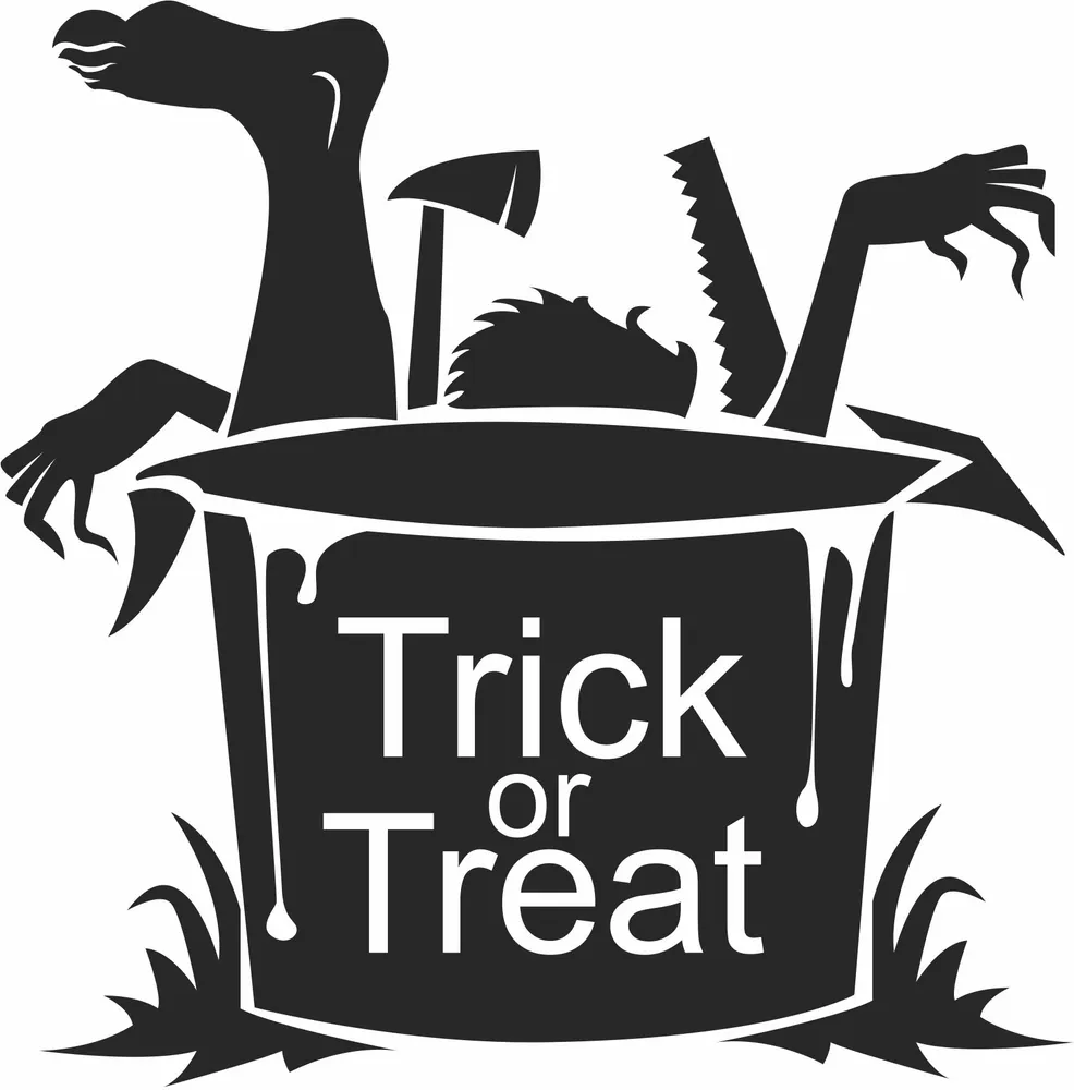 Trick Or Treat Halloween Sign — DXF linework preview