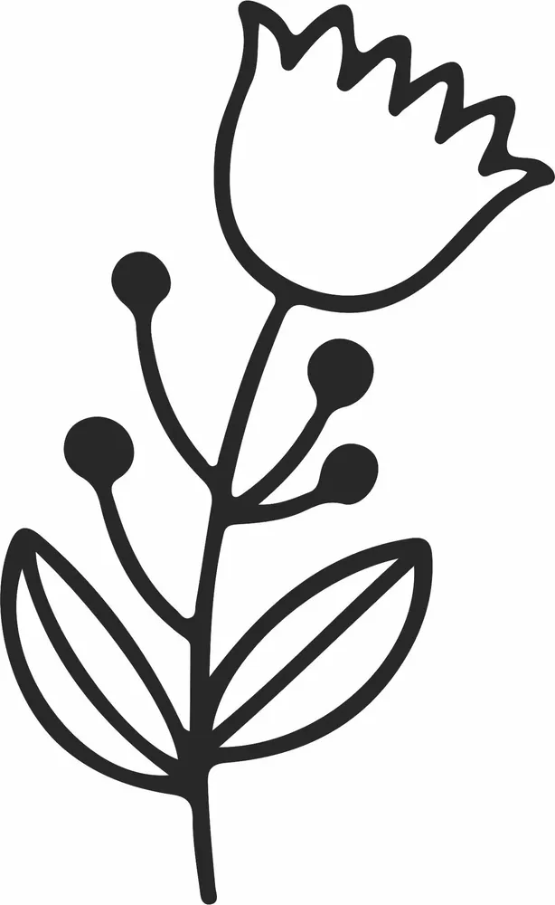 Tulip Flower Clipart — DXF linework preview