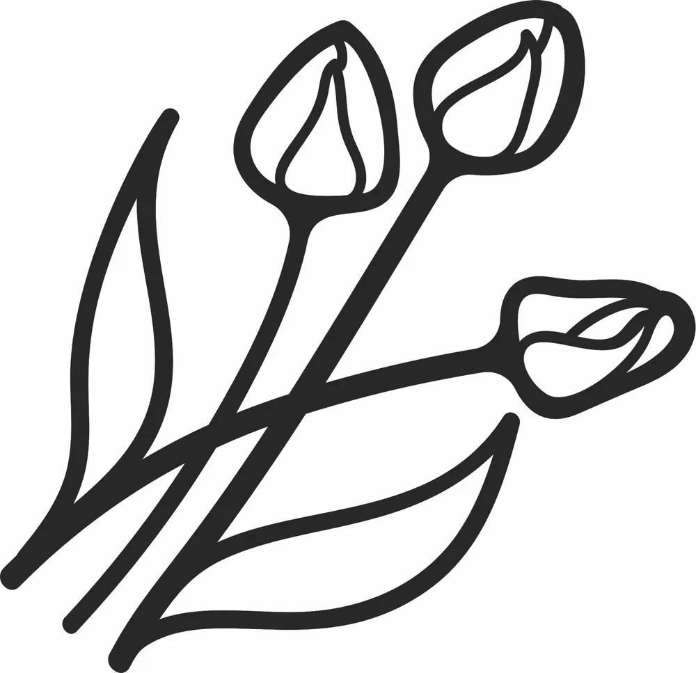 Tulip Flower Clipart — full DXF linework preview