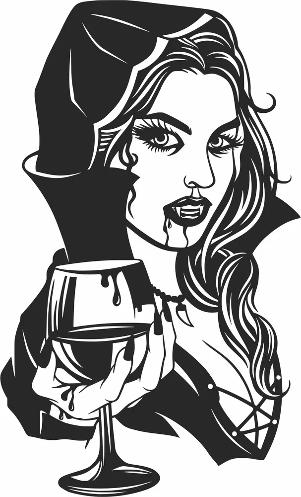 Vampire Woman Wall Art — full DXF linework preview