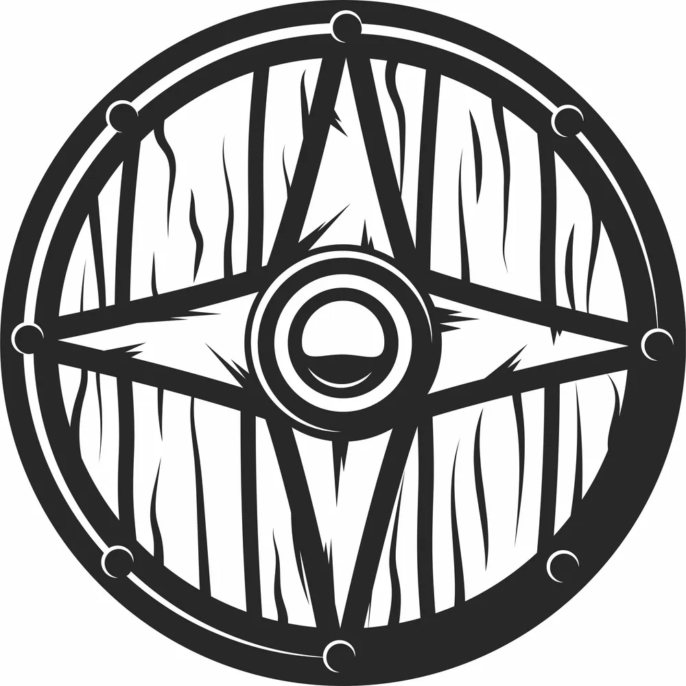 Viking Round Shield Design — full DXF linework preview