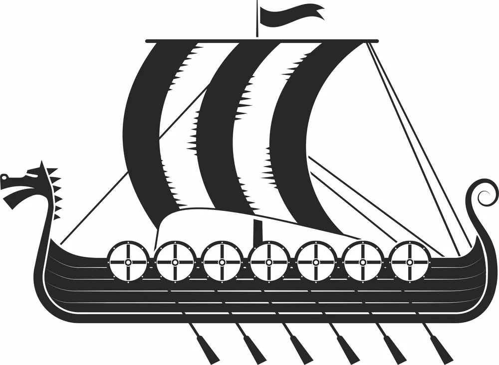 Viking Ship Wall Art — full DXF linework preview