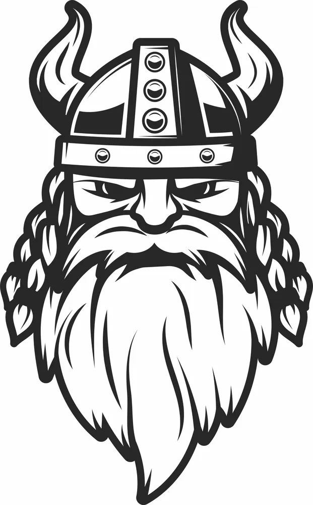 Viking Warrior Head Design — DXF linework preview