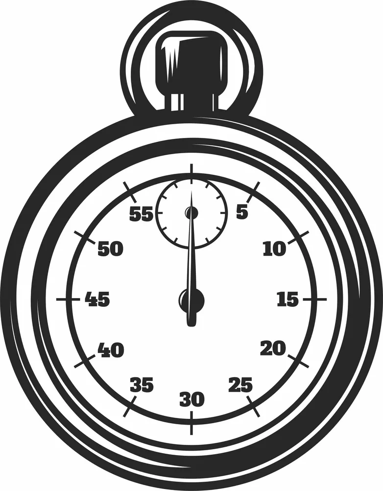 Vintage Analog Stopwatch Sports Timer Vector — DXF linework preview