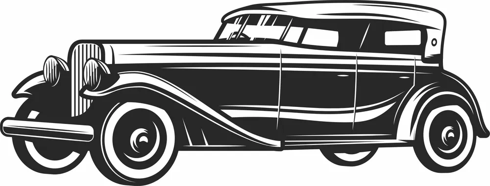 Vintage Car Retro Design — full DXF linework preview