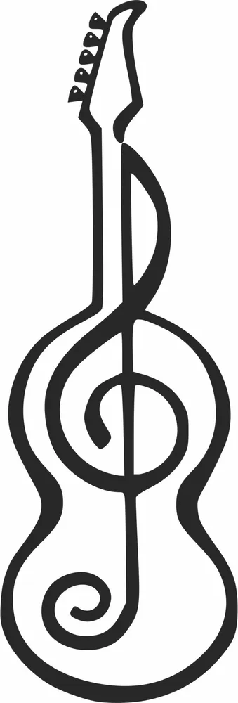 Violin Music Note Clipart — full DXF linework preview